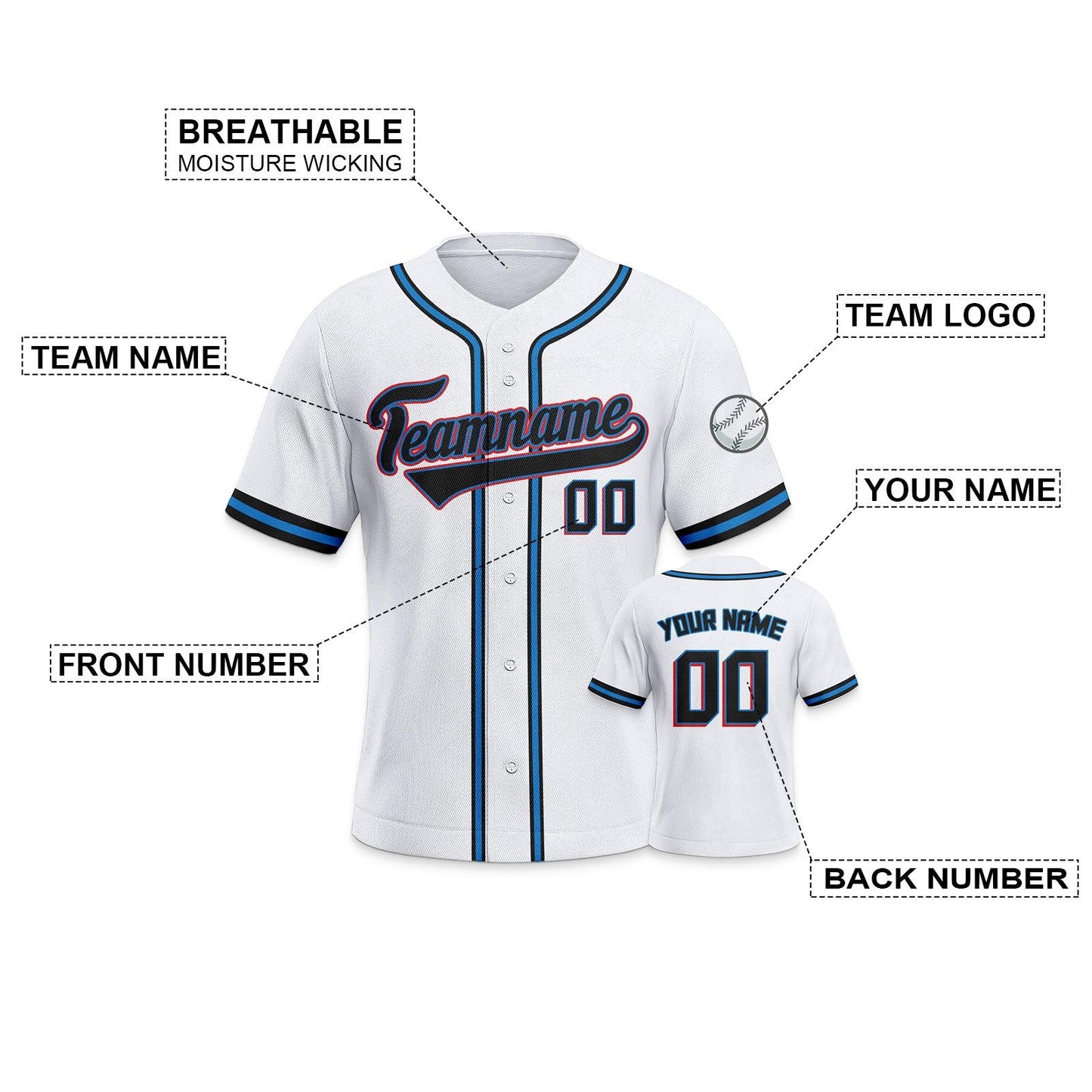 Custom White Black-Blue Orange Authentic Classic Baseball Jersey