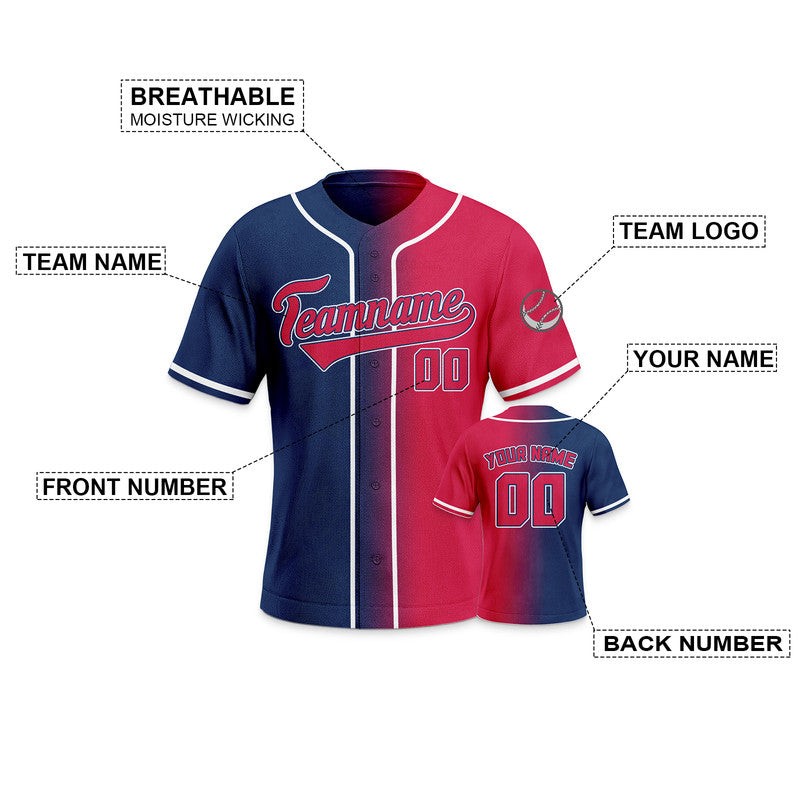 Custom Royal Red-White Authentic Split Fashion Baseball Jersey