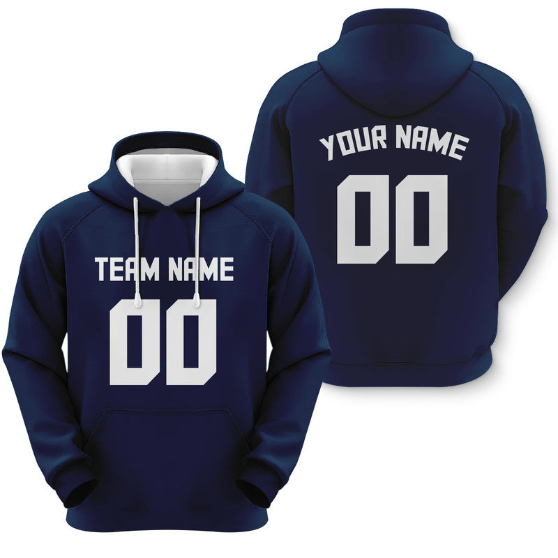 Custom Navy White Sports Pullover  Sweatshirt Football Hoodie