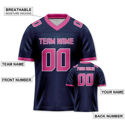 Custom Navy Pink Mesh Authentic Football Jersey