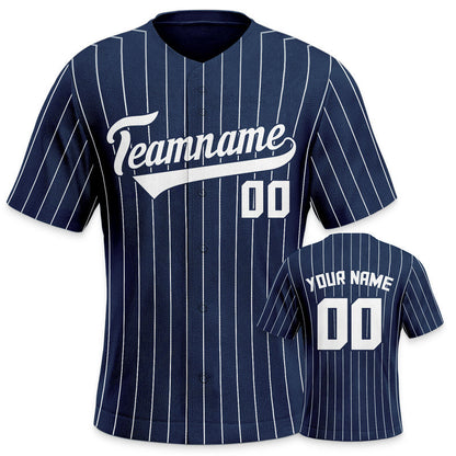 Custom Navy Gray Pinstripe White Gray Authentic Baseball Jersey