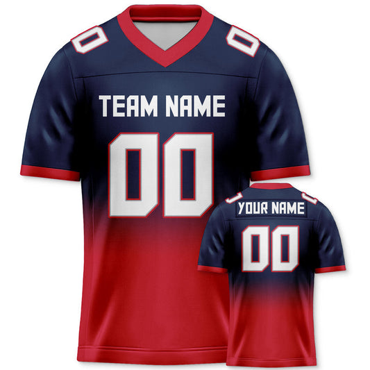 Custom Navy Red-White Authentic Split Fashion Football Jersey