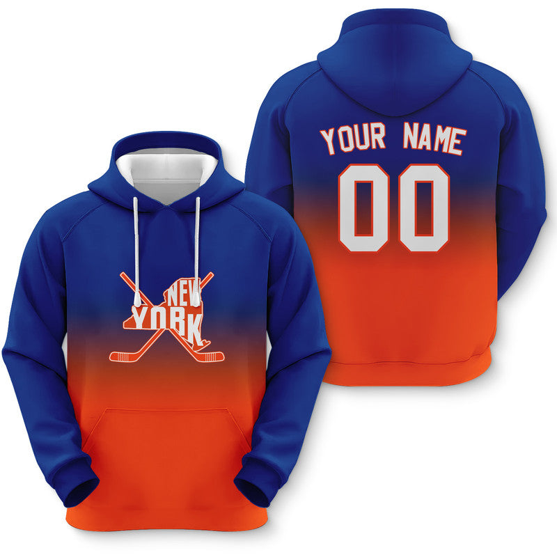 Custom Sports Pullover Sweatshirt Hockey Split Map New York Fashion Hoodie