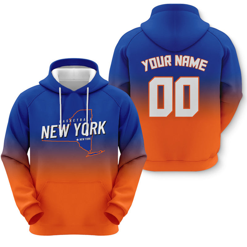 Custom Sports Pullover Sweatshirt Basketball Split State Map New York Fashion Hoodie