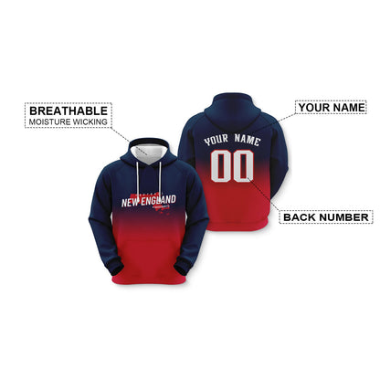Custom Sports Pullover Sweatshirt City New England Map Split Fashion Football Hoodie
