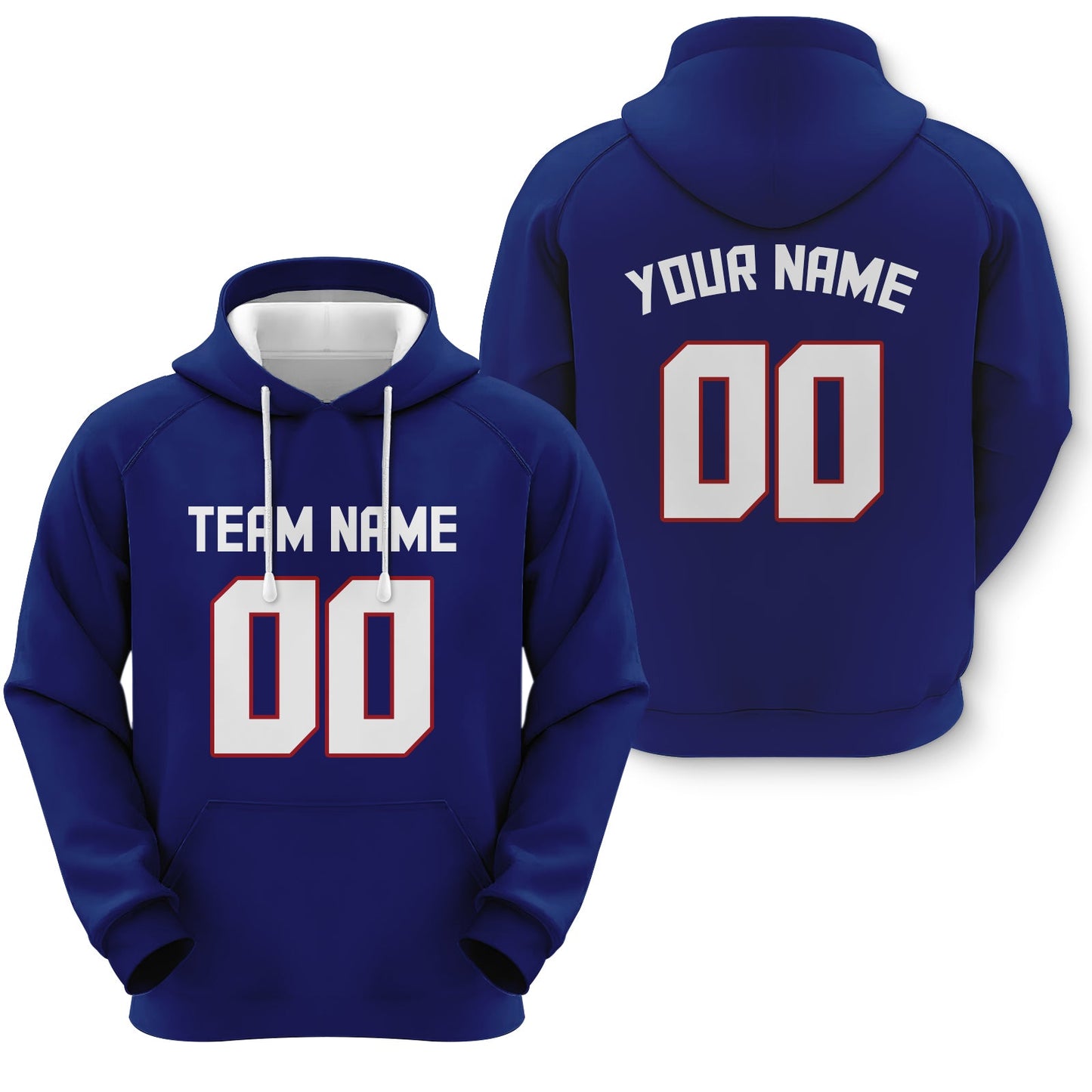Custom Royal White-Red  Sports Pullover Sweatshirt  Football Hoodie