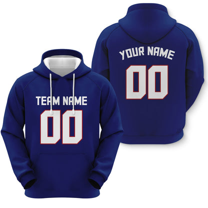 Custom Royal White-Red  Sports Pullover Sweatshirt  Football Hoodie
