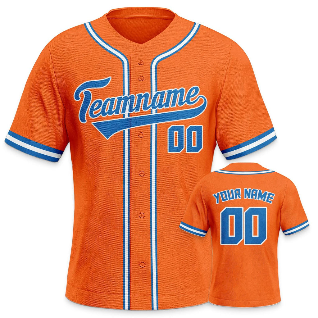 Custom Orange Blue-White Authentic Classic Baseball Jersey