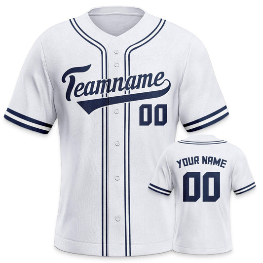 Custom White Navy-White Authentic Classic Baseball Jersey