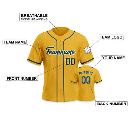 Custom Gold Kelly Green-White Authentic Baseball Jersey-3