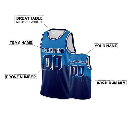 Custom Powder Blue Navy-White Authentic Spilt Fashion Basketball Jersey
