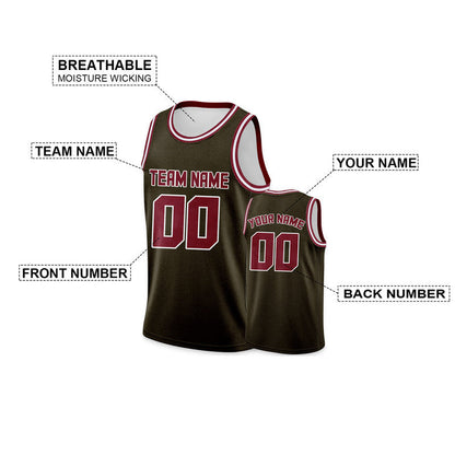 Custom Olive Crimson Round Neck Rib-Knit Basketball Jersey