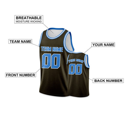 Custom Olive Powder Blue Round Neck Rib-Knit Basketball Jersey