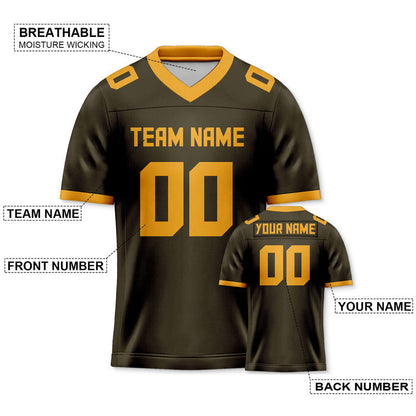 Custom Olive Gold Mesh Authentic Football Jersey