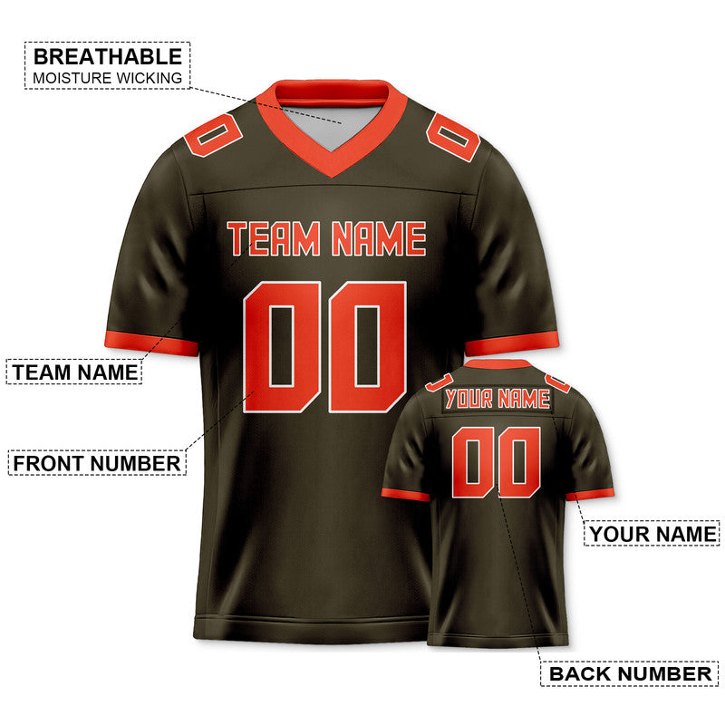 Custom Olive Orange Mesh Authentic Football Jersey