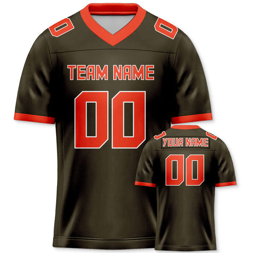Custom Olive Orange Mesh Authentic Football Jersey