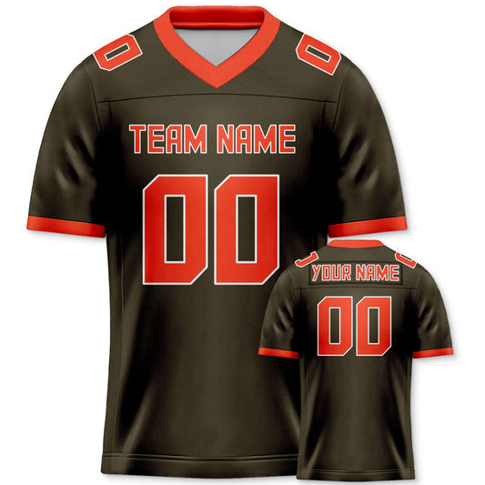 Custom Olive Orange Mesh Authentic Football Jersey