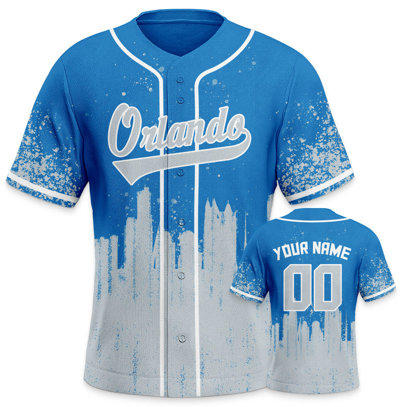 Custom 3D Graffiti Powder Blue Gray-White Authentic Baseball Silhouette Jersey