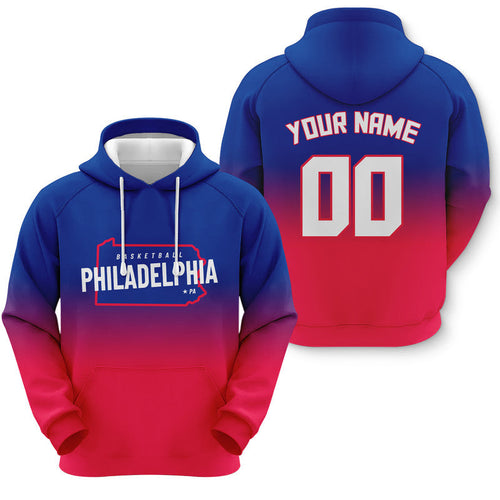 Custom Sports Pullover Sweatshirt Basketball Split State Map Philadelphia  Fashion Hoodie