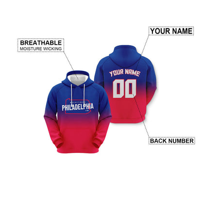 Custom Sports Pullover Sweatshirt Basketball Split State Map Philadelphia  Fashion Hoodie