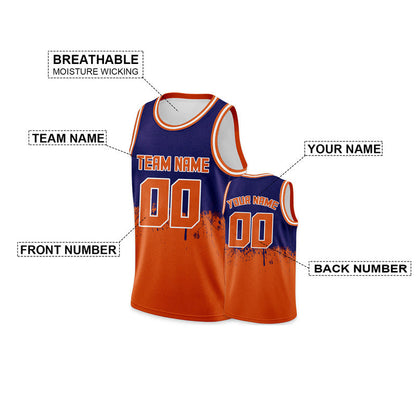 Custom Navy Orange-White Authentic Spilt Fashion Basketball Jersey1