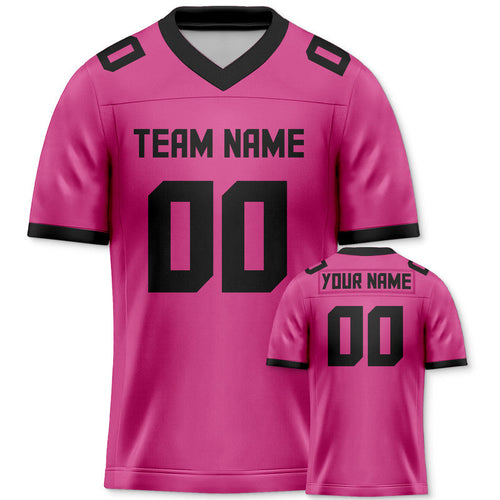 Custom Pink Black Mesh Authentic Football Jersey