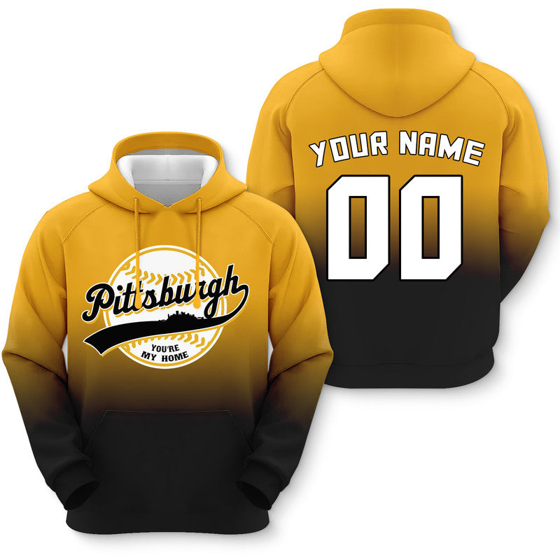 Custom Sports Pullover Sweatshirt Baseball City Pittsburgh   You're My Home Split Fashion Hoodie