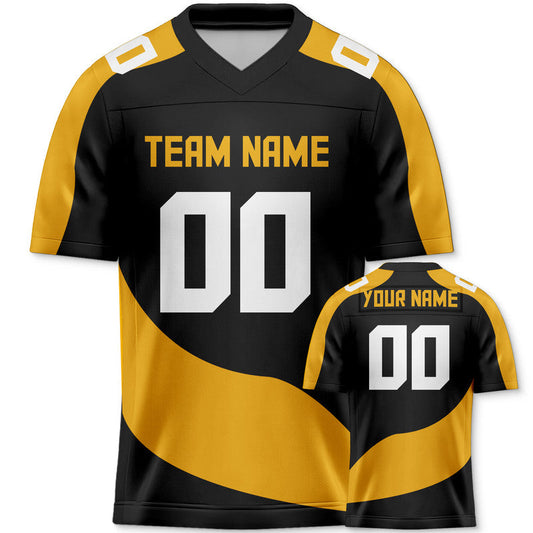 Custom Black Gold-White Concept Version Authentic Football Jersey
