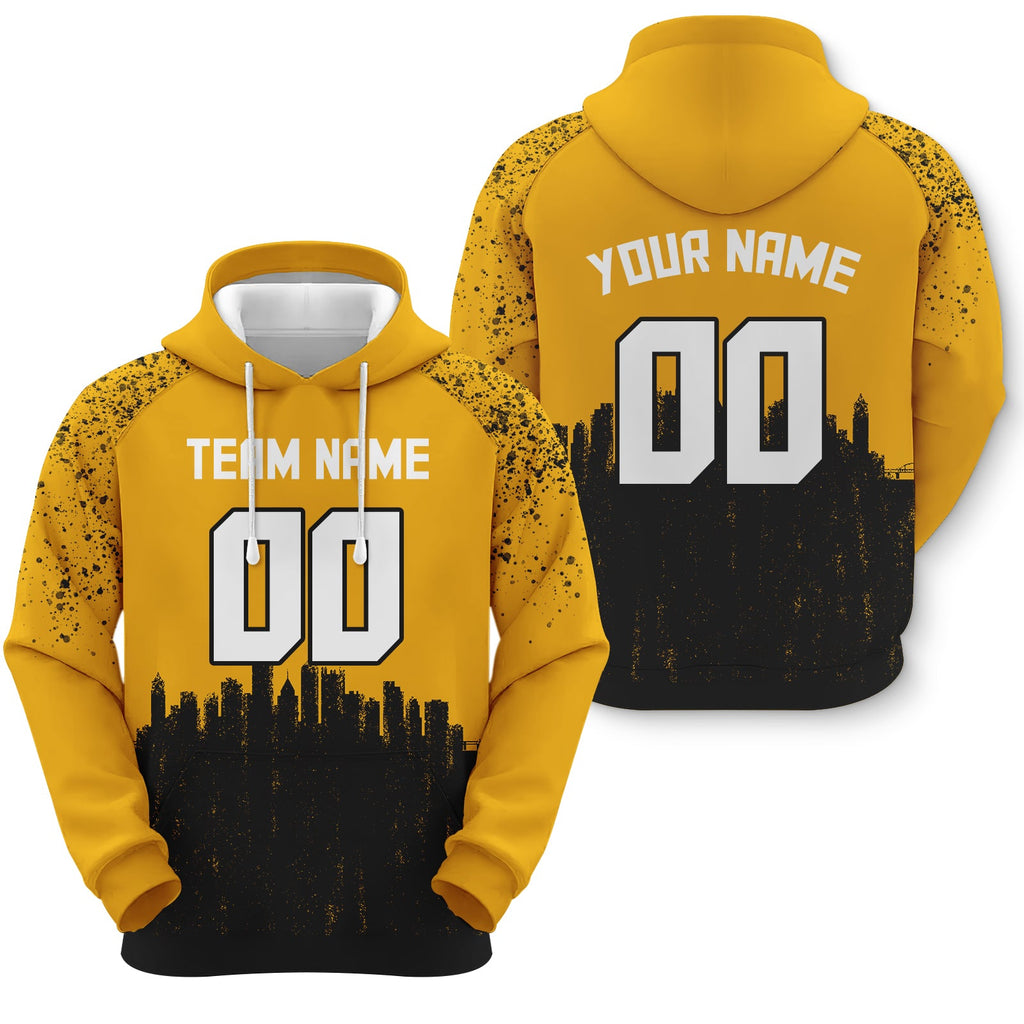 Custom Sports Pullover  Sweatshirt Graffiti City Pittsburgh Fashion Football Hoodie