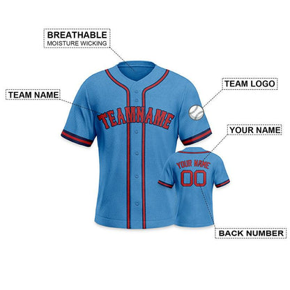 Custom Powder BLue Red Authentic Baseball Jersey-2
