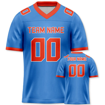 Custom Powder Blue Orange Mesh Authentic Football Jersey
