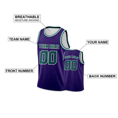 Custom Purple Aqua Round Neck Rib-Knit Basketball Jersey