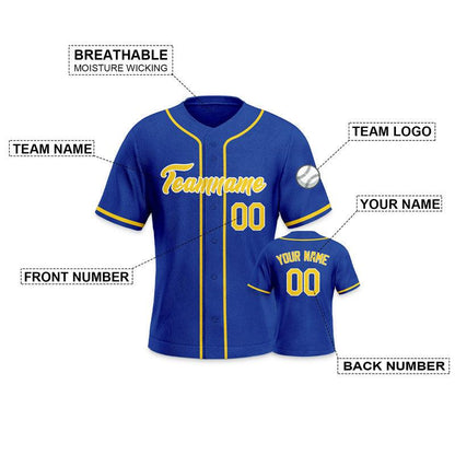 Custom Royal-White Authentic Baseball Jersey-3