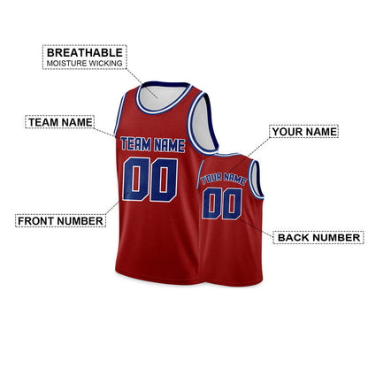 Custom Red Royal Round Neck Rib-Knit Basketball Jersey