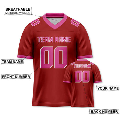 Custom Red Pink Mesh Authentic Football Jersey