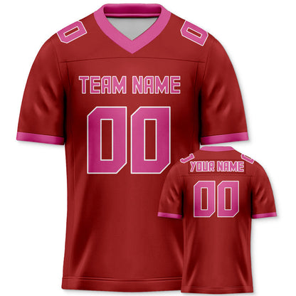 Custom Red Pink Mesh Authentic Football Jersey