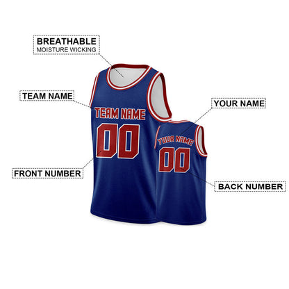 Custom Royal Red Round Neck Rib-Knit Basketball Jersey