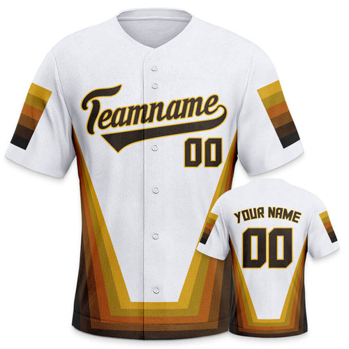 Custom White Brown-Gold Creative  Cool Concept Authentic Baseball Jersey