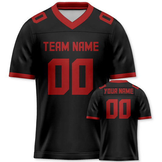 Custom Black Red Mesh Authentic Football Jersey