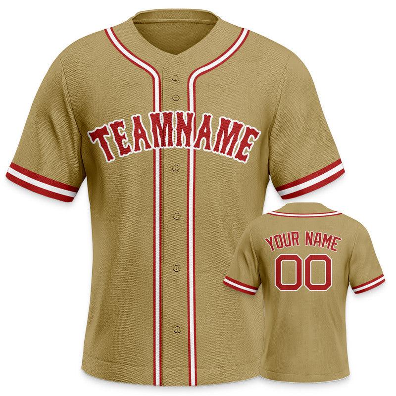 Custom Gold Red-White Authentic Baseball Jersey-2