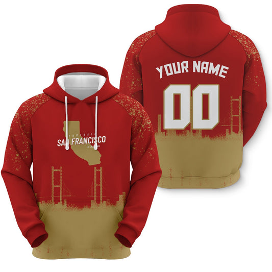 Custom Sports Pullover Sweatshirt Football  Graffiti City Map San Francisco Fashion Hoodie2