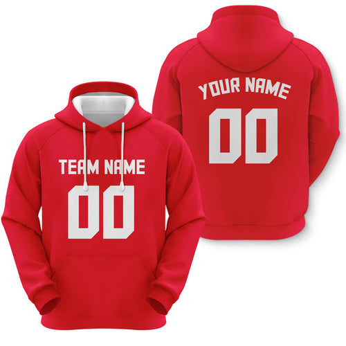 Custom Scarlet White  Sports Pullover Sweatshirt  Football Hoodie