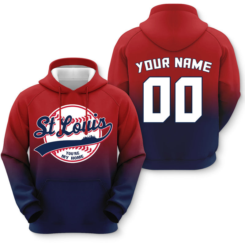 Custom Sports Pullover Sweatshirt Baseball City St Louis  You're My Home Split Fashion Hoodie