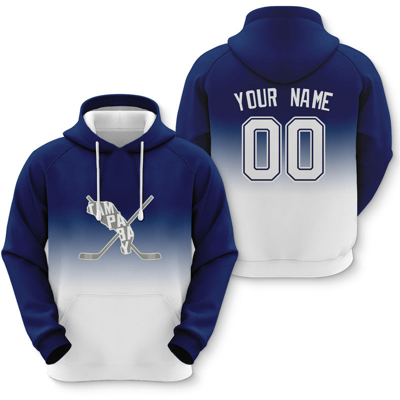 Custom Sports Pullover Sweatshirt Hockey Split Map Tampa Bay Fashion Hoodie
