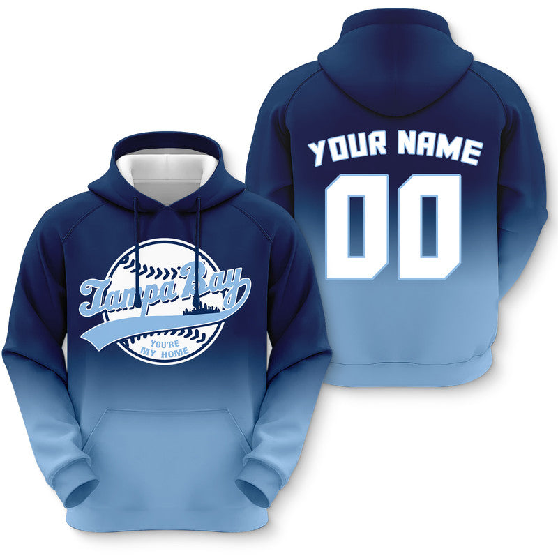 Custom Sports Pullover Sweatshirt Baseball City Tampa Bay You're My Home Split Fashion Hoodie