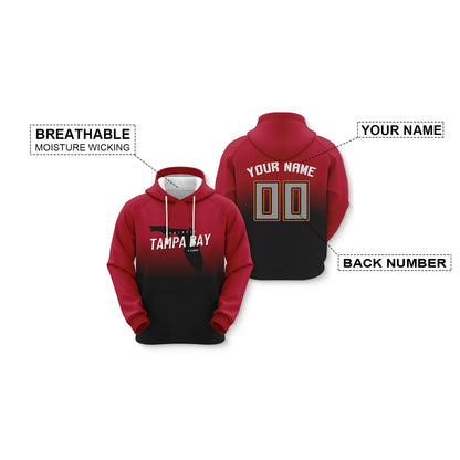 Custom Sports Pullover Sweatshirt City Tampa Bay Map Split Fashion Football Hoodie