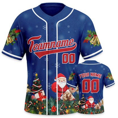 Christmas Day Custom Royal Red-White Santa Claus Authentic Baseball Jersey1