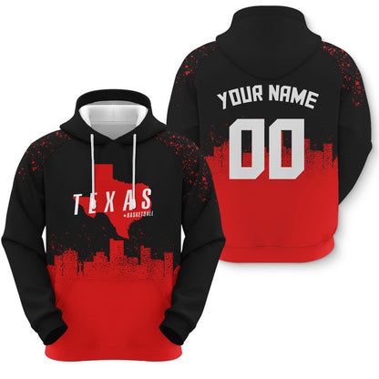 Custom Sports Pullover Sweatshirt Colleage Basketball Graffiti Map Texas Tech Fashion Hoodie