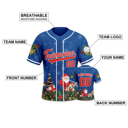 Christmas Day Custom Royal Red-White Santa Claus Authentic Baseball Jersey