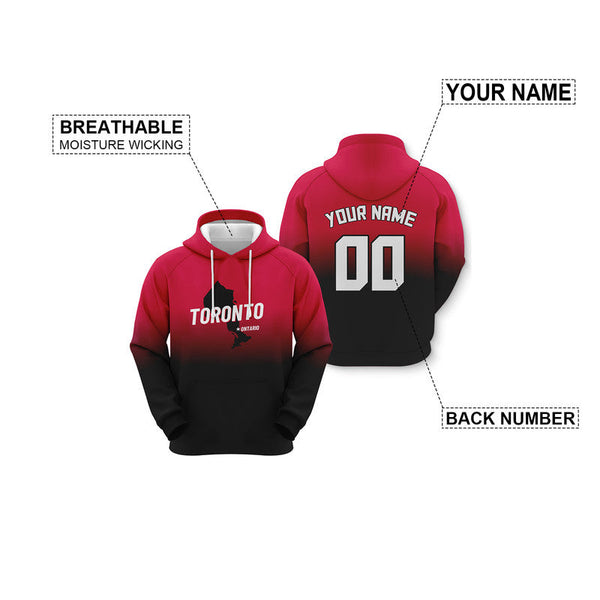 Custom Sports Pullover Sweatshirt Basketball Split State Map Toronto Fashion Hoodie